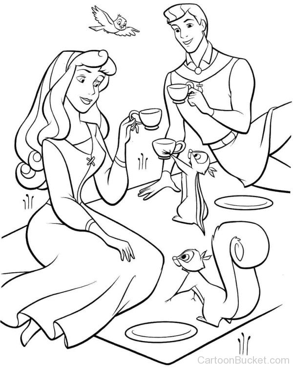 Sketch Of Princess Aurora And Prince Phillip
