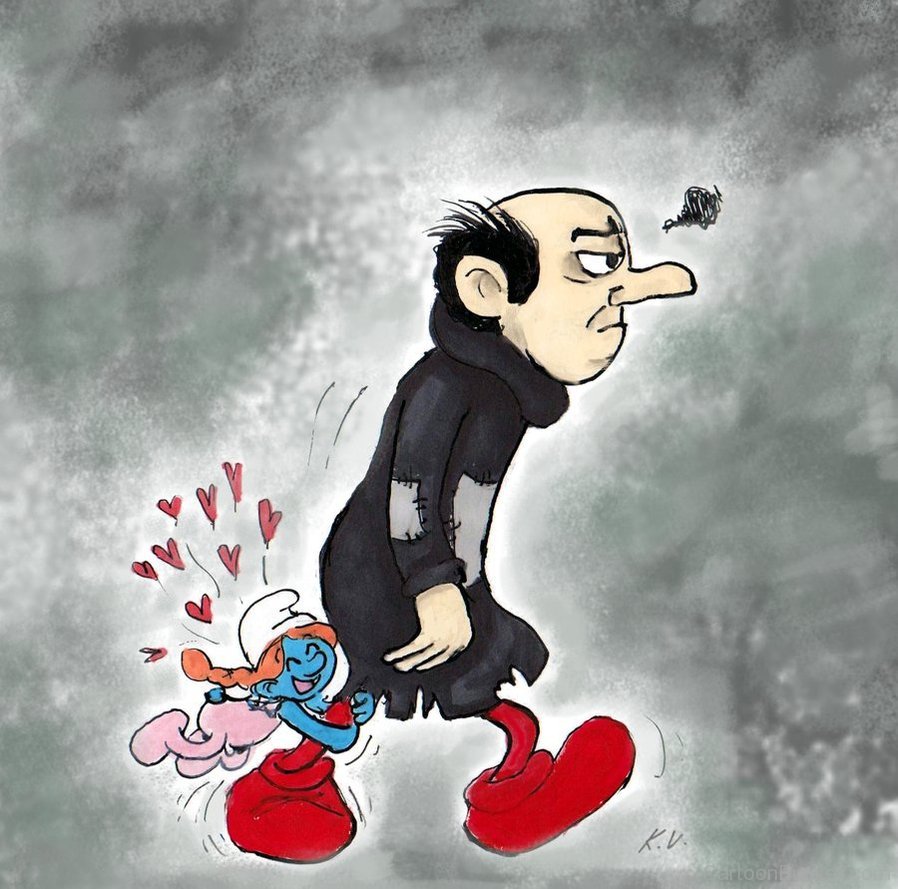 Holding Gargamel Leg" //a. url=https://www.cartoonbucket.com/cartoons/...