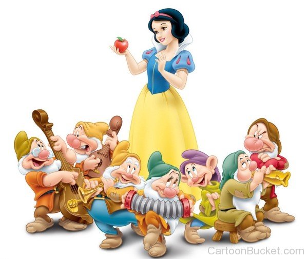 Snow White With Bashful,Doc,Dopey,Sneezy,Sleeping And Grumpy
