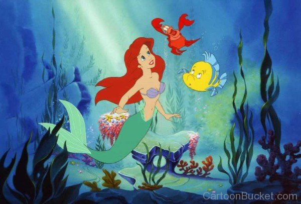 Ariel With Flounder And Sebastian