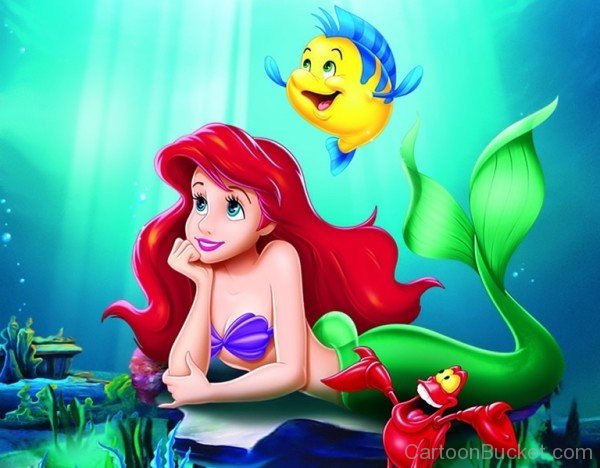 Ariel With Flounder And Sebastian Image
