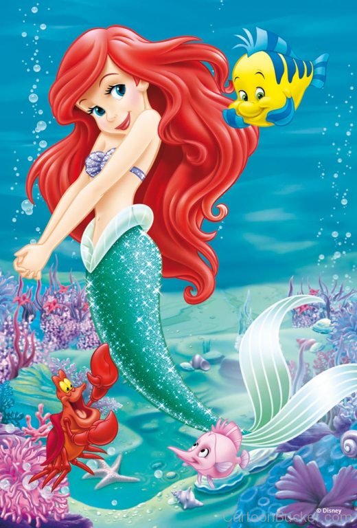 Ariel With Flounder And Sebastian Picture