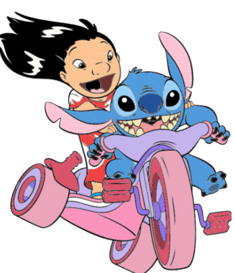 Lilo And Stitch Riding On Bike