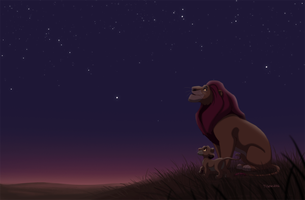 Mufasa And Simba Looking At Stars