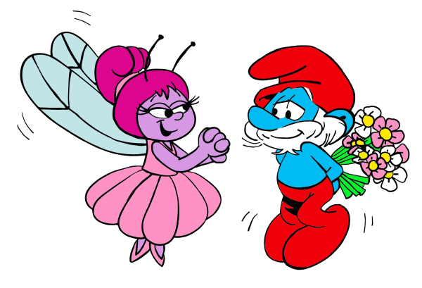 Papa Smurf And Flowerbell