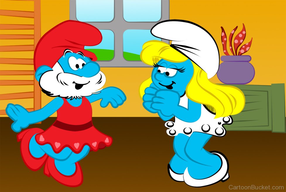 Papa Smurf Dancing With Smurfette