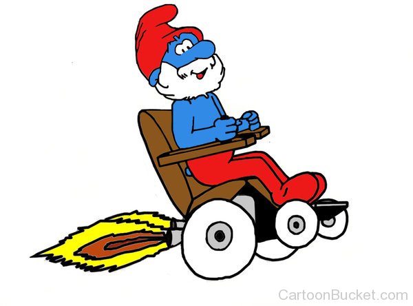 Papa Smurf Sitting On Wheel Chair