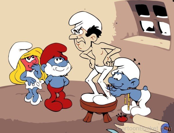 Papa Smurf,Smurfette,Hefty And Gargamel