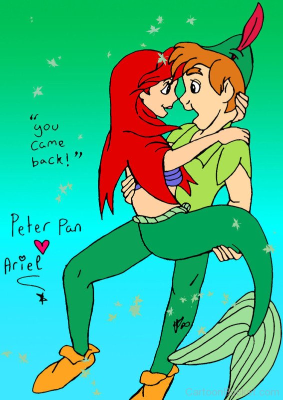 Peter Pan Carried Princess Ariel