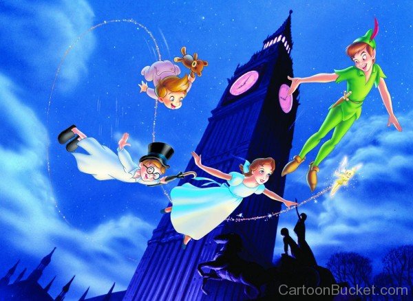 Peter Pan Flying With Friends