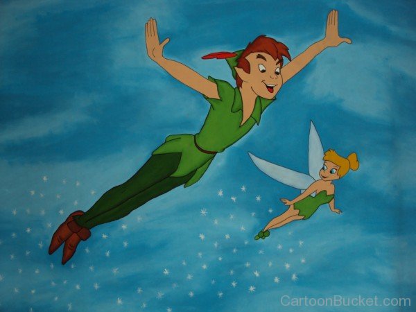Peter Pan Flying With Tinkerbell