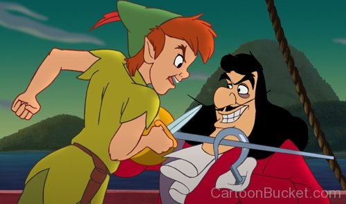 Peter Pan Looking Angry At Captain Hook