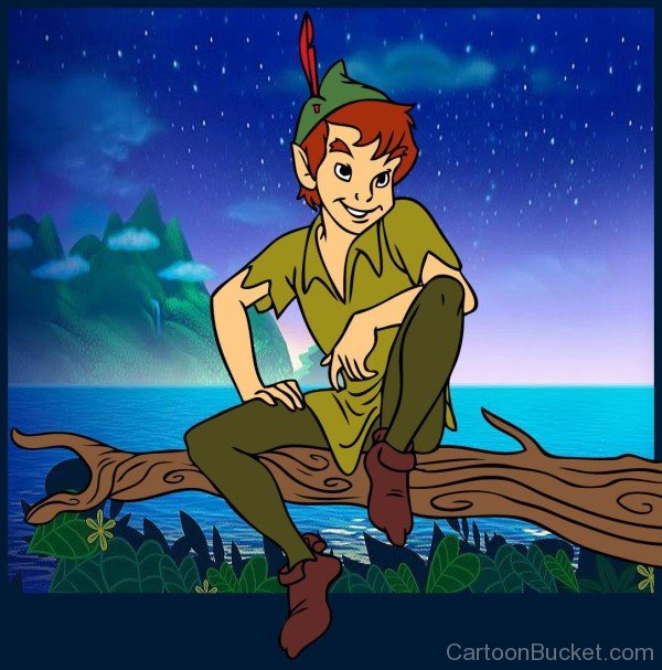 Peter Pan Sitting On Tree Branch