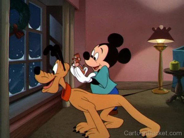 Pluto And Mickey Looking Outside