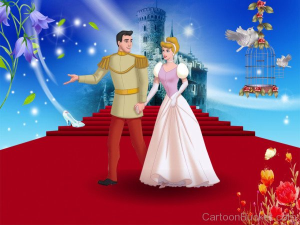 Prince Charming Holding Princess Cinderella Hand