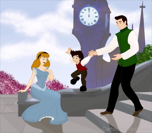 Princess Cinderella With Prince Charming And Her Son