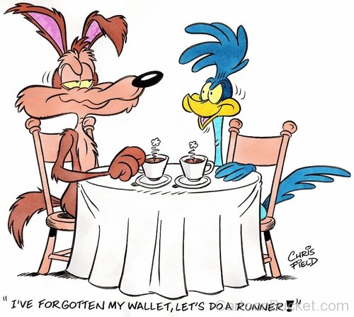 Road Runner And Wile Drinking Tea