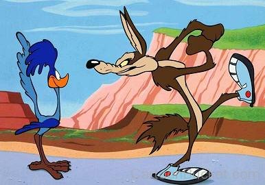 Road Runner Looking At Wile E.Coyote