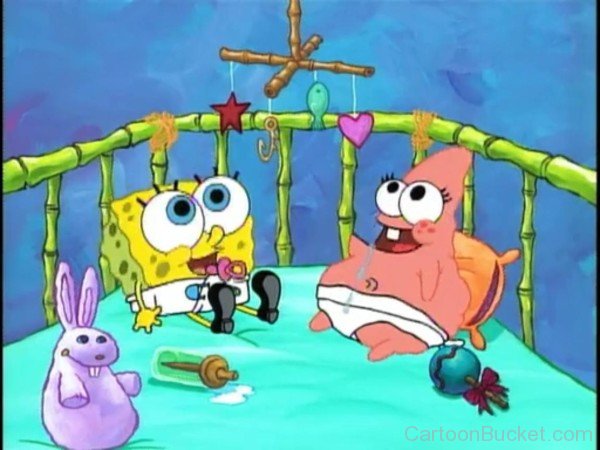 Baby Spongebob And Baby Patrick Playing With Toys