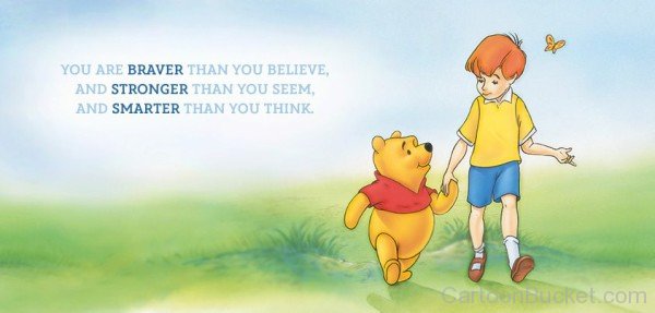 Christopher Robin And Winnie The Pooh Holding Their Hands