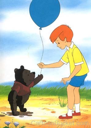 Christopher Robin Giving Baloon To Winnie The Pooh