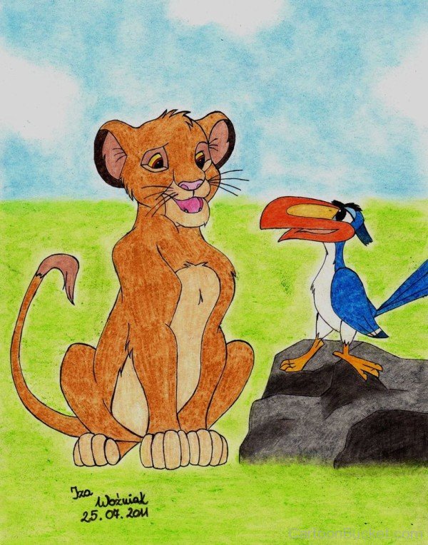 Drawing Of Simba And Zazu