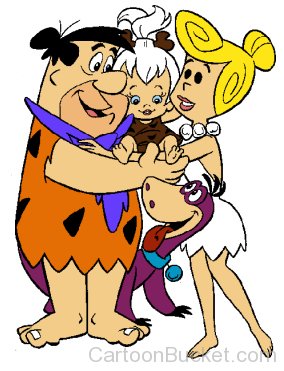 Fred With Wilma,Pebbles And Dino