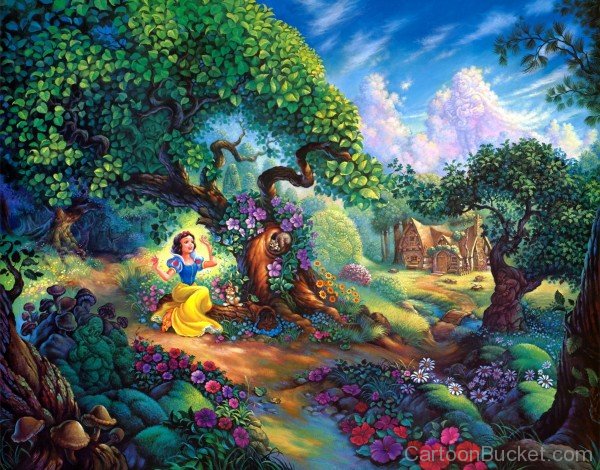 Princess Snow White Sitting Near Tree