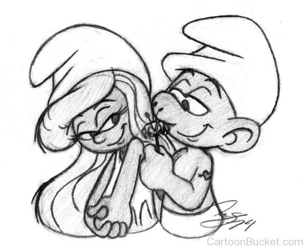 Sketch Of Smurfette And Hefty