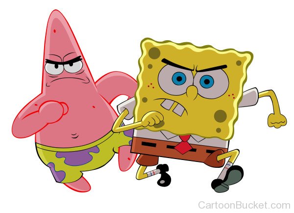 Spongebob And Patrick Looking Angry