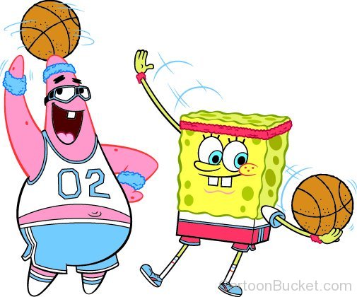Spongebob And Patrick Playing Basketball