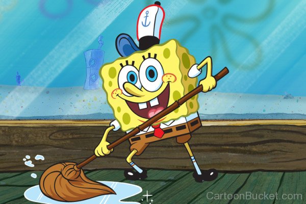 Spongebob Cleaning Floor