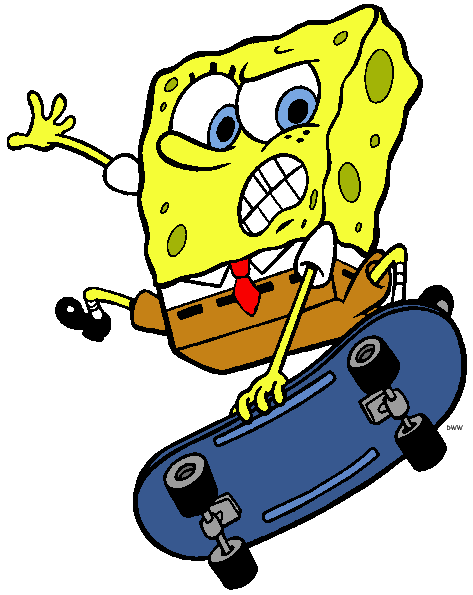 Spongebob Doing Action On Skate Board