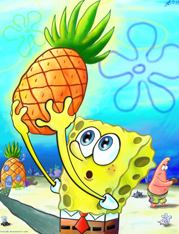 Spongebob Holding Pineapple