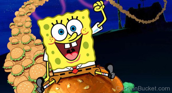 Spongebob Sitting On Burger