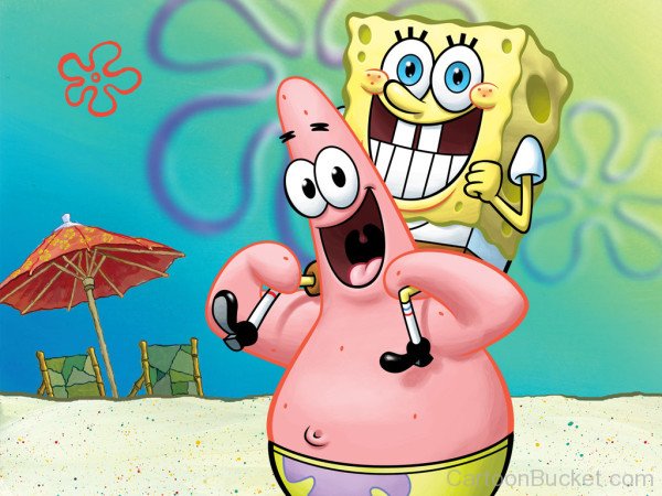 Spongebob Sitting On Patrick's Shoulder