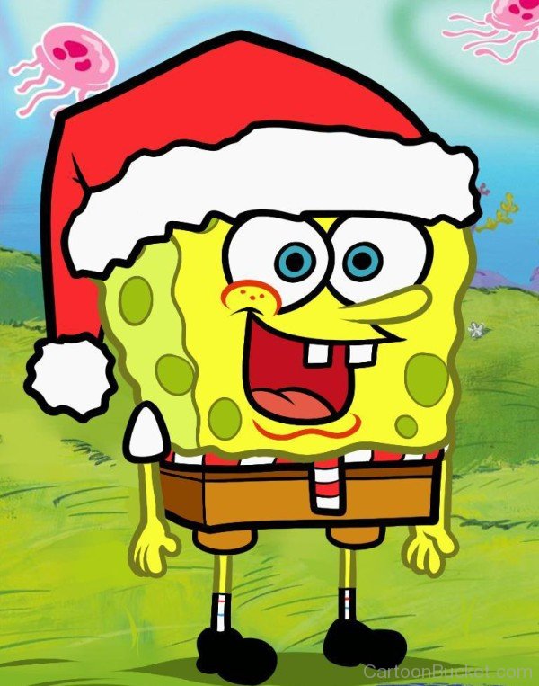 Spongebob Wears Christmas Hat