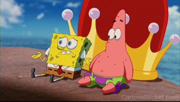 Spongebob With Patrick Sitting Near Crown