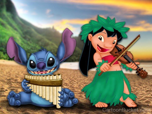 Stitch And Lilo Playing Musical Instruments