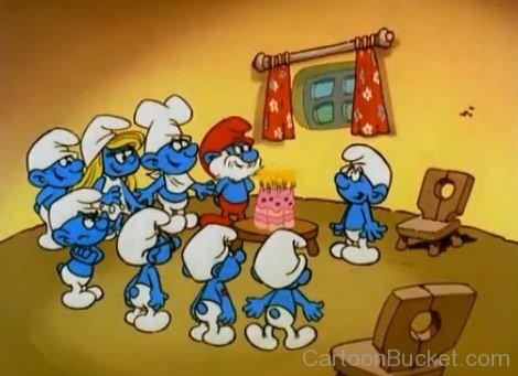 The Smurfs Celebrating Brainy's Birthday
