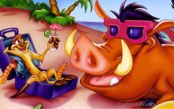 Timon And Pumbaa Enjoying Their Picnic