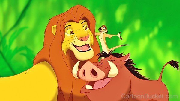 Timon And Pumbaa With The Lion King Simba