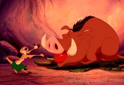 Timon Giving Apple To Pumbaa