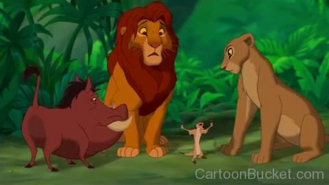 Timon Talking With Pumbaa,Simba And Nala