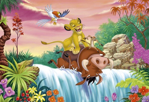 Timon With Pumbaa,Cub Simba And Zazu