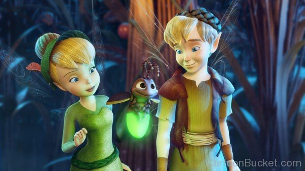 Tinkerbell And Peter Pan Looking At Blaze