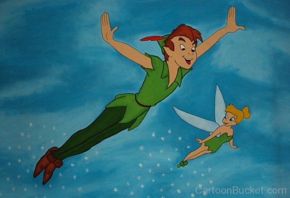 Tinkerbell Flying With Peter Pan