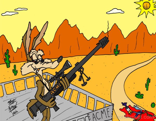 Wile.E Coyote Holding Gun