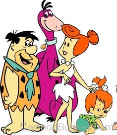 Wilma With Fred,Pebbles And Dino