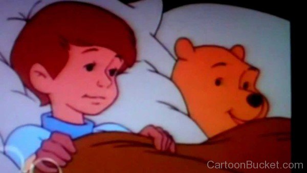 Winnie The Pooh And Christopher Robin Lying On Bed